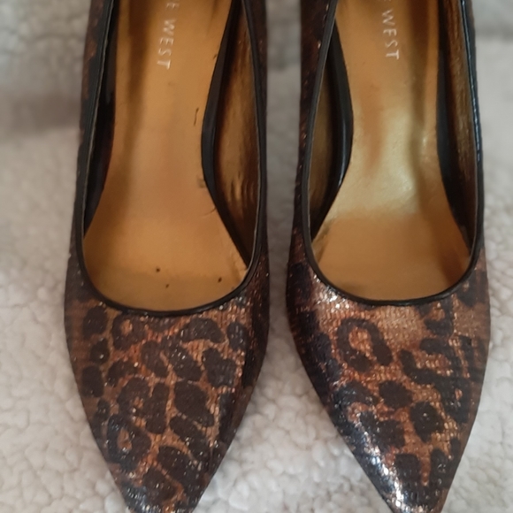 Nine West Leopard Glitter Heels size 7 - Picture 2 of 9